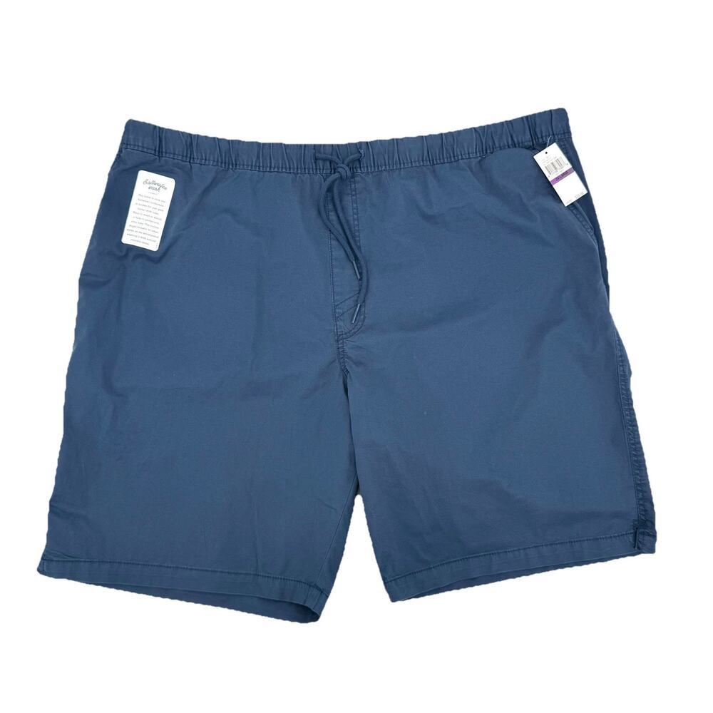 Izod Mens 2XB (Big & Tall) Saltwater Blue Flat Front Chino Pull Up Shorts Resort